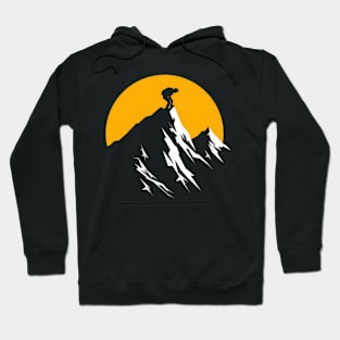 Mountain top orange sun Hoodie